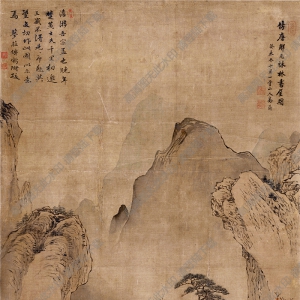 清 高簡(jiǎn)《仿唐寅秋林書(shū)屋圖》國(guó)畫(huà)高清大圖下載