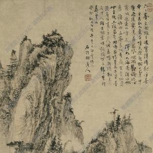 清 髡殘《溪山秋雨》國(guó)畫(huà)高清大圖下載