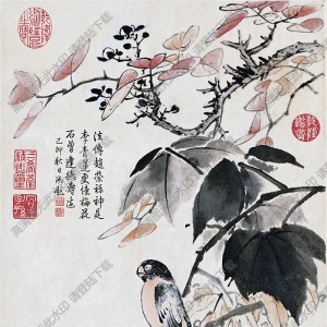 明 藍瑛《秋色梧桐圖》國畫高清大圖下載