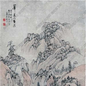 明末清初 藍(lán)瑛《仿一峰山水》國(guó)畫高清大圖下載