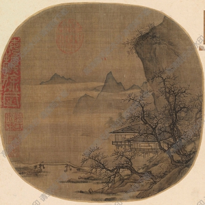 宋 李嵩《溪山水閣圖》國(guó)畫(huà)高清大圖下載