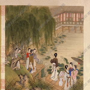 清 陳枚《碧池采蓮》國(guó)畫(huà)高清大圖下載