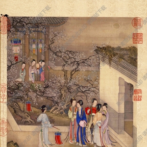 清 陳枚《寒夜探梅》國(guó)畫(huà)高清大圖下載