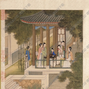 清 陳枚《水閣梳妝》國(guó)畫(huà)高清大圖下載