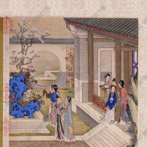 清 陳枚《庭院觀花》國(guó)畫(huà)高清大圖下載