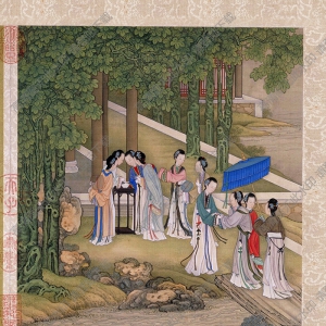 清 陳枚《桐蔭乞巧》國(guó)畫(huà)高清大圖下載