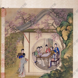 清 陳枚《閑亭對(duì)弈》國(guó)畫(huà)高清大圖下載
