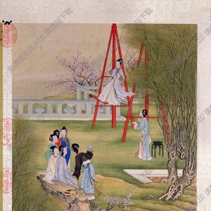 清 陳枚《楊柳蕩千》國(guó)畫(huà)高清大圖下載