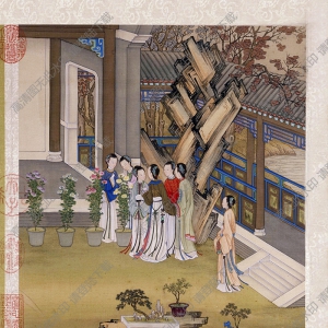 清 陳枚《重陽(yáng)賞菊》國(guó)畫(huà)高清大圖下載