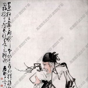 清 黃慎《捧梅圖》國(guó)畫(huà)高清大圖下載