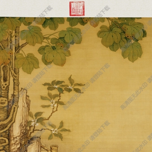 清 冷枚《梧桐雙兔圖》國(guó)畫(huà)高清大圖下載