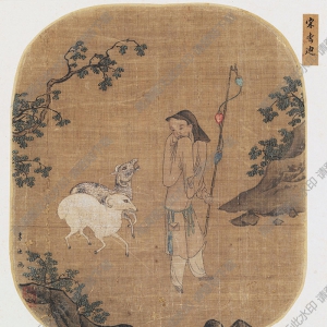 宋 李迪《蘇武牧羊圖》團(tuán)扇國畫高清大圖下載