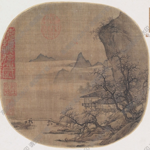 宋 李嵩《溪山水閣圖》團(tuán)扇國畫高清大圖下載