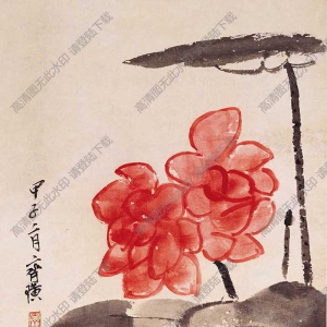 齊白石國(guó)畫(huà)作品 荷花鴛鴦 甲子二月齊璜 高清大圖下載