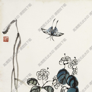 齊白石作品_梅花與蝴蝶_無款_高清大圖下載