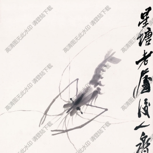 齊白石_墨蝦圖_星塘老屋后人八十七歲時作_高清大圖下載