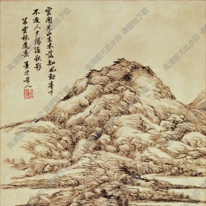 清 吳歷《夕陽(yáng)秋影》國(guó)畫(huà)高清大圖下載