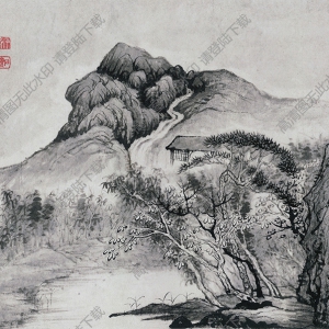 明 石濤《設(shè)色山水》-6國(guó)畫高清大圖下載