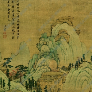 沈周_青綠山水圖軸_超高清_百度云網(wǎng)盤下載