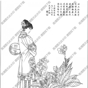 古代女子白描圖片6高清下載