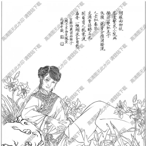 古代仕女畫線描畫底稿27高清大圖下載