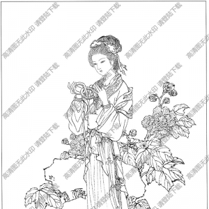 古代女子白描線稿52高清圖片下載