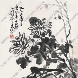 王個(gè)簃作品 菊石圖2 高清大圖下載