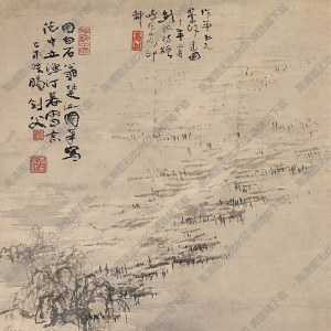 高劍父國(guó)畫(huà)作品 漁汀暮雪 高清下載