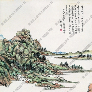 劉海粟國畫作品 松山亭舍 高清下載