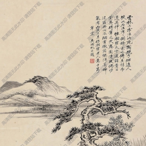 吳湖帆國(guó)畫作品 沼澤松柯 高清下載