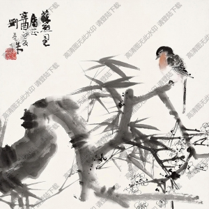 劉旦宅國(guó)畫作品 雙清圖 高清下載