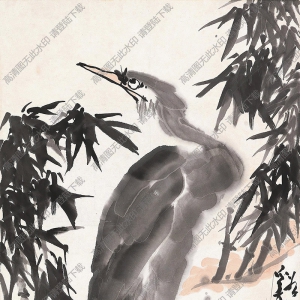 李苦禪國(guó)畫(huà)作品 溪邊 高清下載