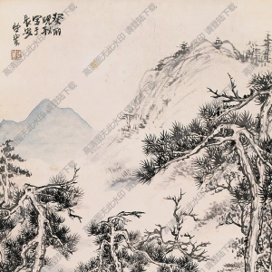 趙望云國(guó)畫(huà)作品 深山鋪路 高清下載