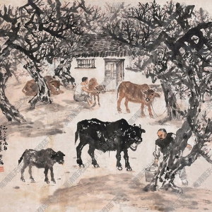 趙望云國(guó)畫(huà)作品 飼養(yǎng)院寫(xiě)景 高清下載