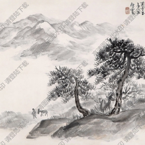 趙望云國(guó)畫(huà)作品 松下行旅 高清下載