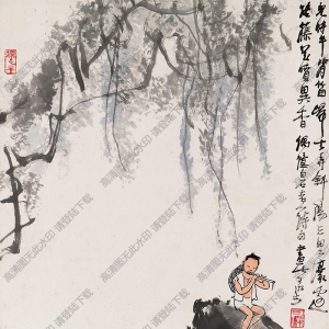 李可染國(guó)畫(huà)_兒時(shí)牛背笛，歸去弄斜陽(yáng)_高清大圖下載