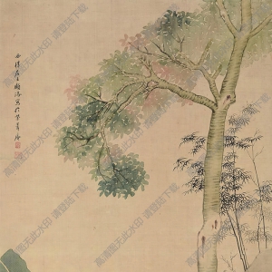 顧洛國(guó)畫(huà)作品 庭院仕女 高清下載