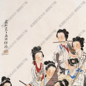 徐燕蓀國(guó)畫(huà)作品 樂(lè)伎圖 高清下載