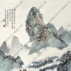 胡佩衡國(guó)畫作品 云山茂樹圖 高清下載