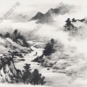 黃君璧國畫作品 遠(yuǎn)浦歸帆 高清下載