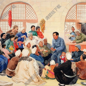 古元油畫(huà)_毛主席和農(nóng)民談話_高清大圖下載