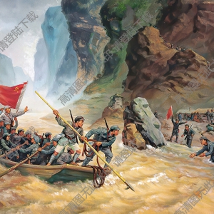張漾兮油畫作品_巧渡金沙江_高清大圖下載