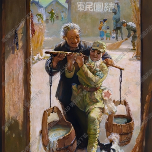 孫滋溪油畫作品_軍民魚水情_小八路_高清大圖下載