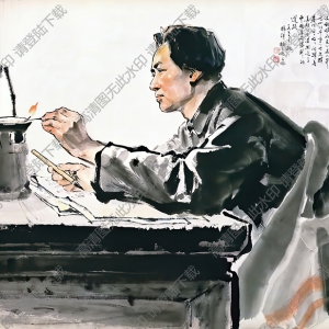 楊之光國畫_毛主席_不滅的明燈_高清大圖下載
