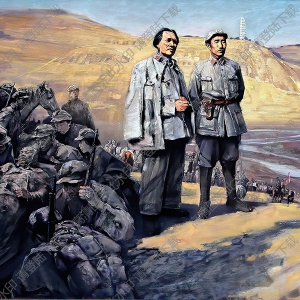 李如油畫_延安的陽光_朱德和毛主席_高清大圖下載