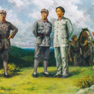 符史冠油畫_毛澤東、朱德、陳毅在井岡山_高清大圖下載
