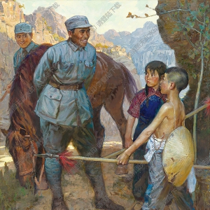 秦大虎作品_路條-兒童團站崗_高清大圖下載
