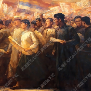 秦文清油畫作品_五四先聲五四運動_高清大圖下載