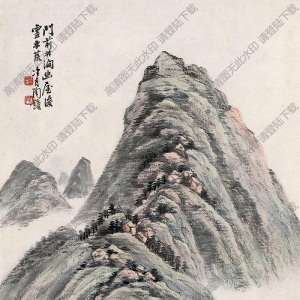 陶冷月國(guó)畫(huà) 林間幽屋 高清大圖下載