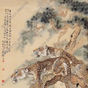 蔡鶴汀國(guó)畫(huà)作品 雙豹 高清下載